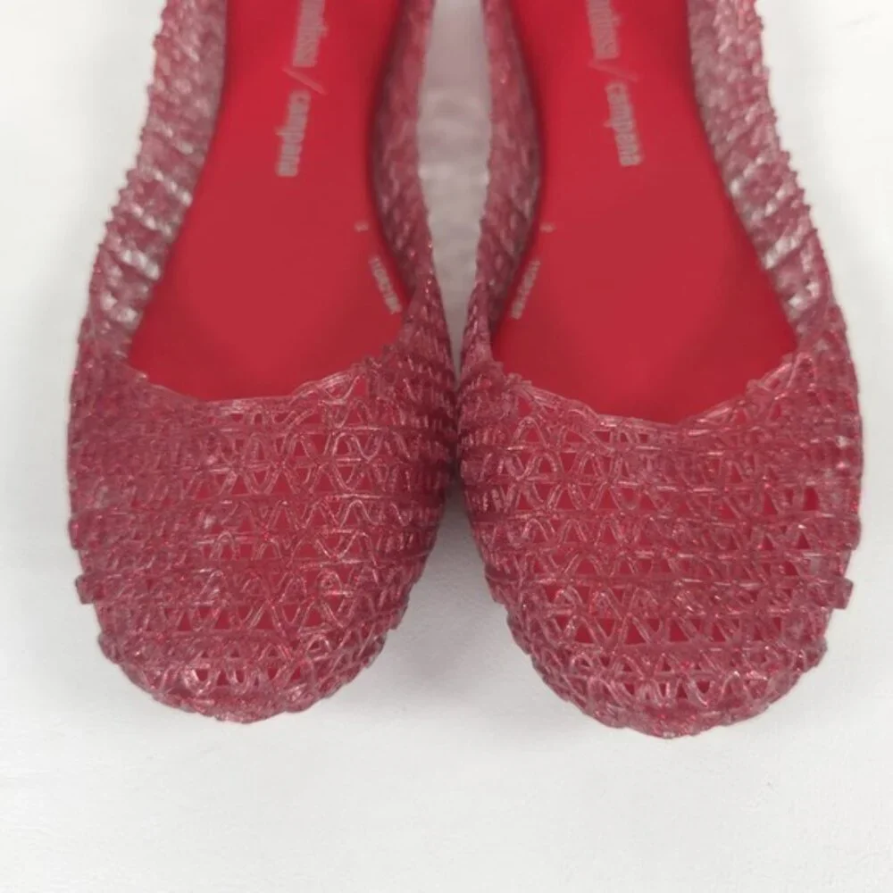 Mini Melissa Campana Papel Girls Glitter Red Slip On‎ Ballet Flats NWB Size 3
